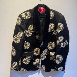 NWT Elie Balleh Black and Gold Velvet and Jacquard Sport Coat XXL/50-52